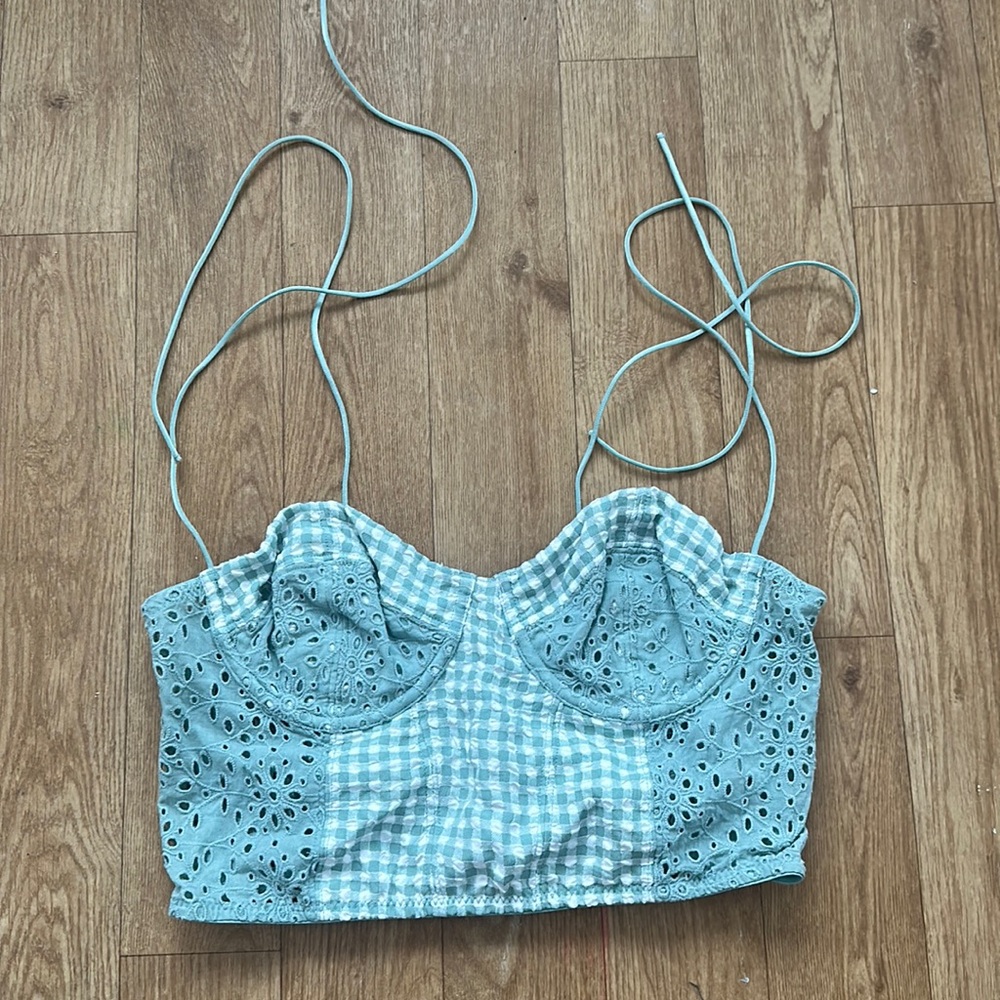 Urban Outfitters gingham cropped corset top